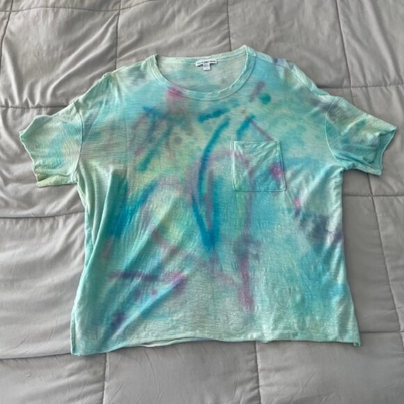James Perse T-shirt Bundle Size 1 Gray Standard Blue Pink Tie Dyed Hippie Small - Picture 4 of 12